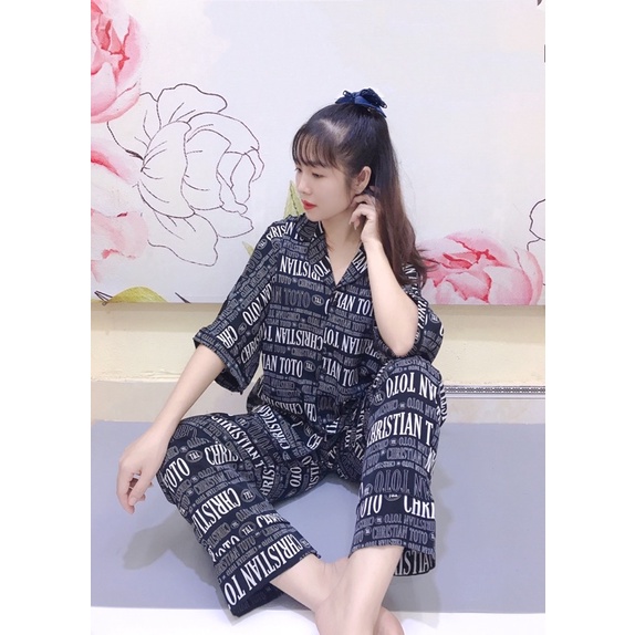(NHIỀU MẪU)Bộ Mặc Nhà Cánh Dơi Quần DàiPijama Lụa Quần Dài Họa Tiết sang chảnh cao cấp( Chất Mát Mịn ảnh thật)