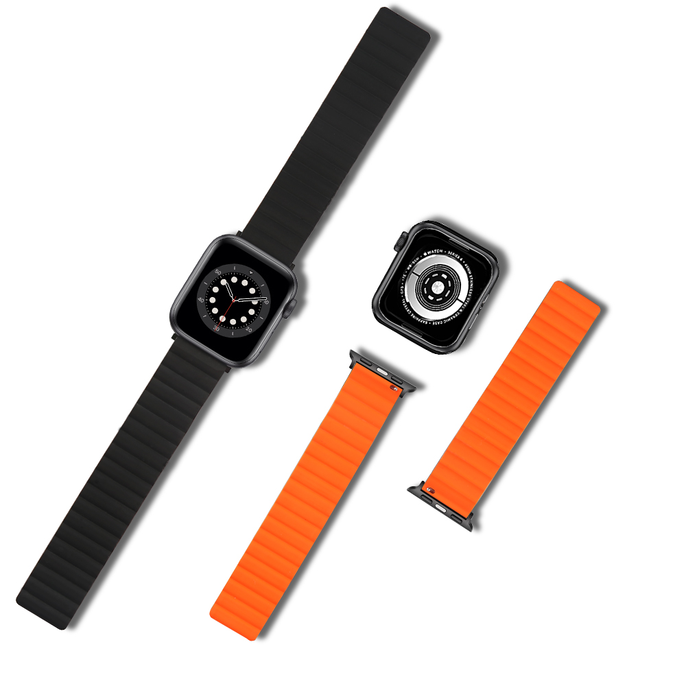 Dây Silicone Khóa Nam Châm Cho Đồng Hồ Thông Minh Apple Watch Iwatch Series Se 6 5 4 3 38mm 40mm 42mm 44mm