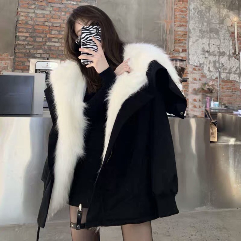 Áo khoác parka kaki nữ lót lông trần lông cừu Ulzzang siêu xinh siêu ấm ❤️