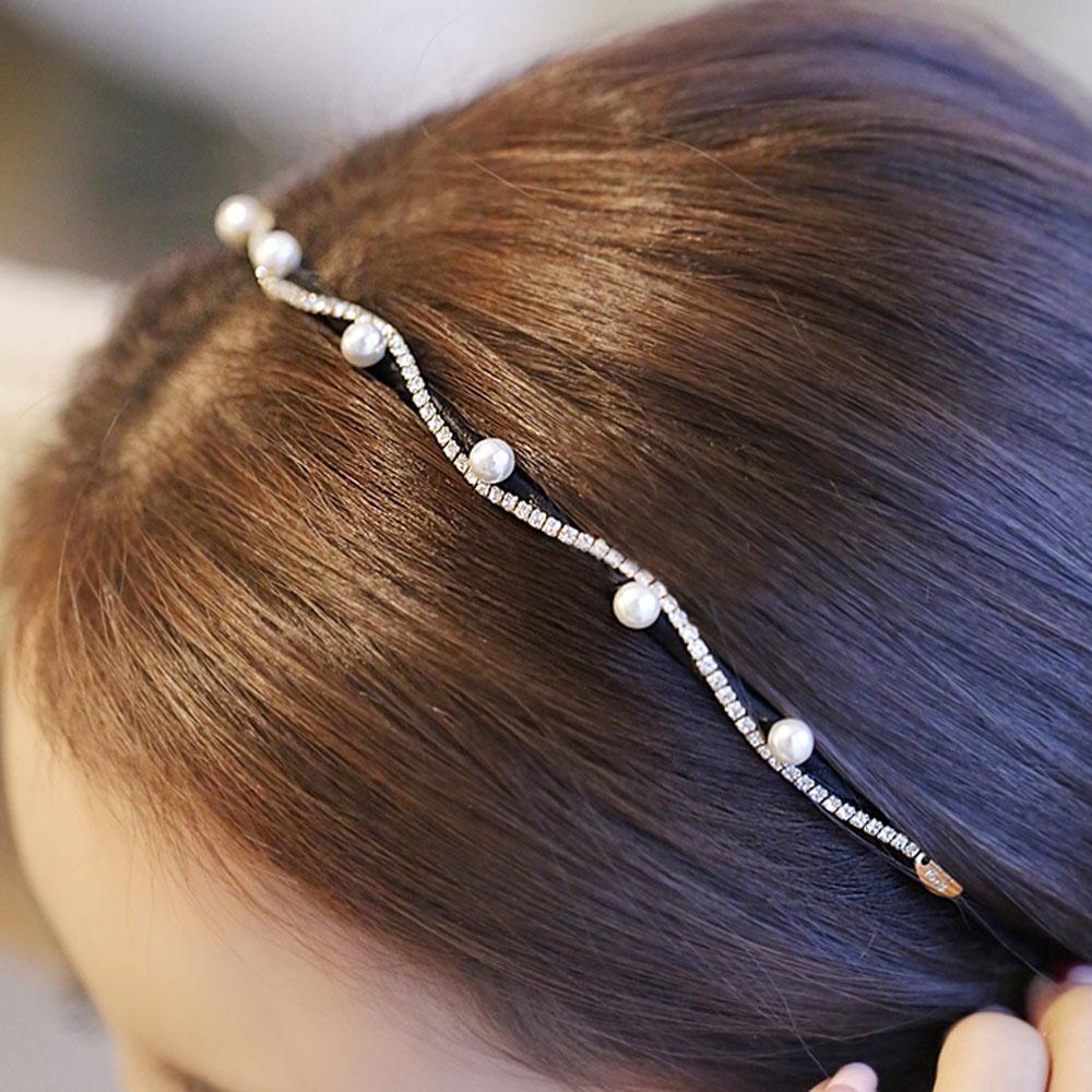 Cài Tóc Đính Đá Phối Ngọc Trai Đơn Giản Thanh Lịch Cho Nữ