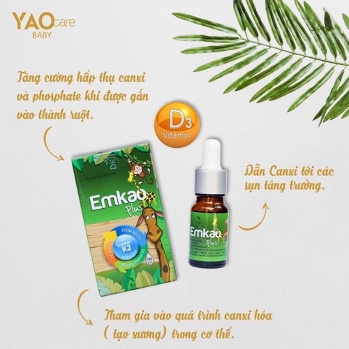 VITAMIN D3 EMKAO PLUS Bổ sung Vitamin D3 và K2, phát triển chiều cao