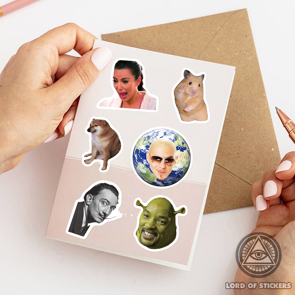Set 50 Hình Dán Meme Sticker Hài Hước Cute Chống Thấm Nước Trang Trí Mũ Nón Bảo Hiểm, Laptop, Ván Trượt, Điện Thoại, Sổ
