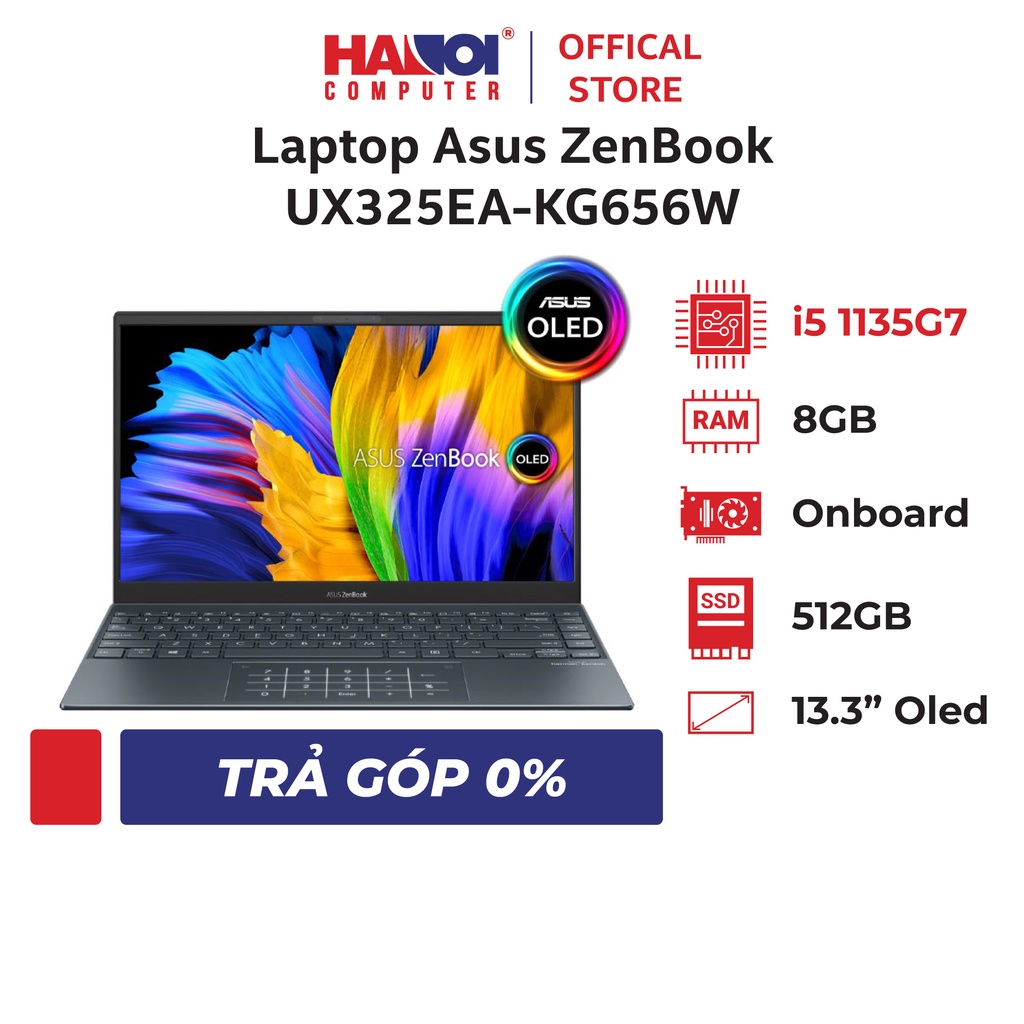 Laptop Asus ZenBook UX325EA-KG656W (i5 1135G7/8GB RAM/512GB SSD/13.3 Oled/Win11/Cáp/Túi/Xám)