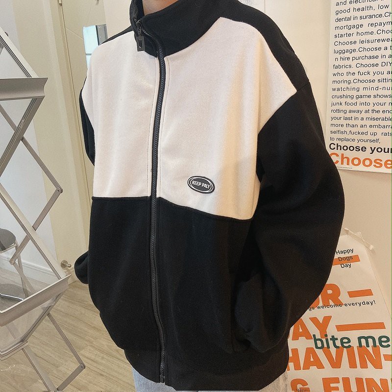 Áo Khoác Nỉ Unisex Áo Khoác Nam Nữ Form Rộng Keep Paly Phối Màu Đen Trắng Siêu Hot | BigBuy360 - bigbuy360.vn