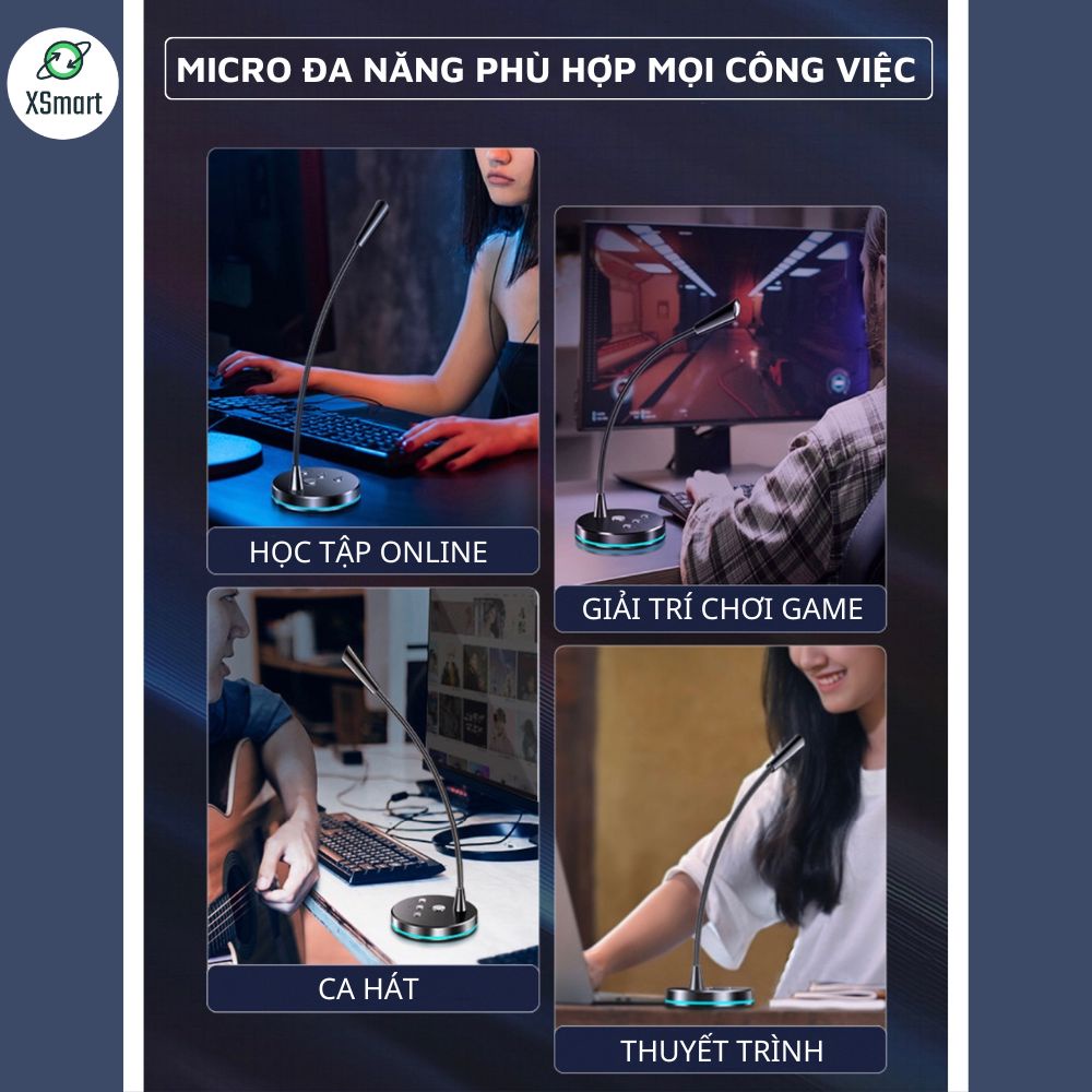 Micro Thu Âm Máy Tính, Laptop, Điện Thoại W33 Chuyên Dụng Dùng MIC Livestream Thuyết Trình, Học Online, Chơi Game