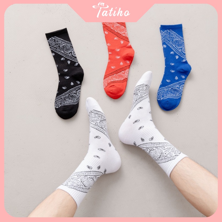[Hàng Xịn, Giá Tốt] Vớ Tất Nam Nữ Unisex Cổ Cao Cotton Họa Tiết Bandana Phong Cách Cá Tính - Mã TV011