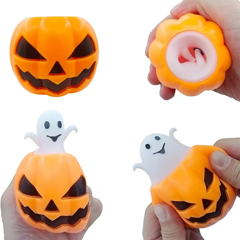 Đồ Chơi Bóp Mềm Squishy Dễ Thương Giảm Stress Hình Ma Quỷ Bí Ngô Màu Sắc Ngẫu Nhiên Dùng Để Trang Trí Tiệc Halloween