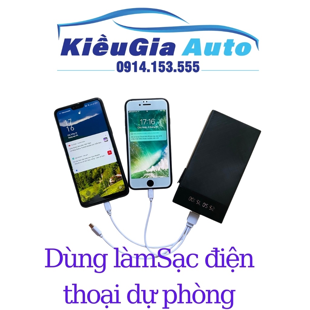 Bộ sạc kích đề điện ác quy máy ô tô 12V, kiên sạc dự phòng 10000mAh Chính hãng, Bảo hàng 12 tháng