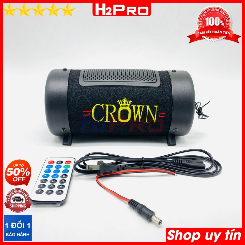 Loa bluetooth Crown 4 2021 H2PRO bass 10-100W đa năng USB-Thẻ nhớ-radio (1 loa), loa gầm ô tô cao cấp điện 220V-110V-12V