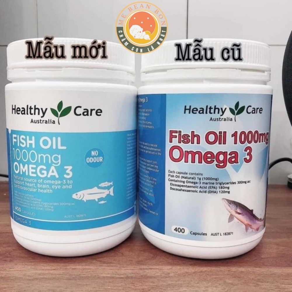 Viên uống Fish Oil Healthy Care Omega 3 1000mg 400 viên của Úc Dầu cá tự nhiên cho bé từ 6 tuổi trở lên