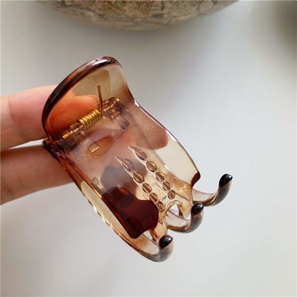 QQMALL Kẹp Tóc Càng Cua Cố Định Tóc Đuôi Ngựa Màu Trơn Trong Suốt Kiểu Vintage
