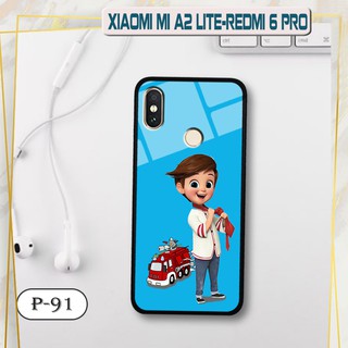 Ốp lưng kính 3D Xiaomi Mi A2 Lite/ Redmi 6 Pro-cute