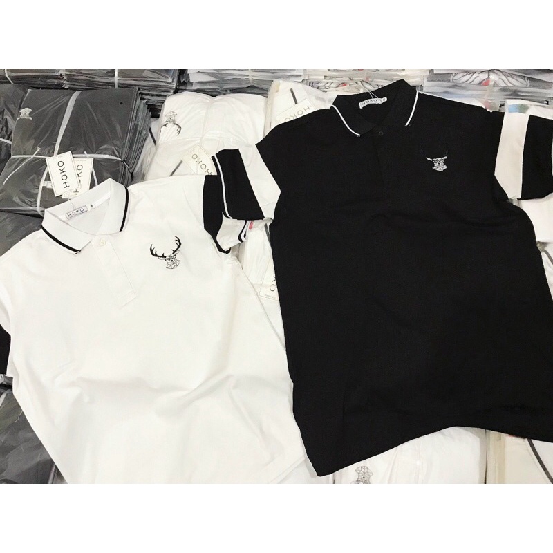 Áo Polo nam hươu thêu vải Cotton cá sấu cao cấp xuất xịn dệt bo dày dặn chuẩn form áo thun cổ bẻ tay ngắn