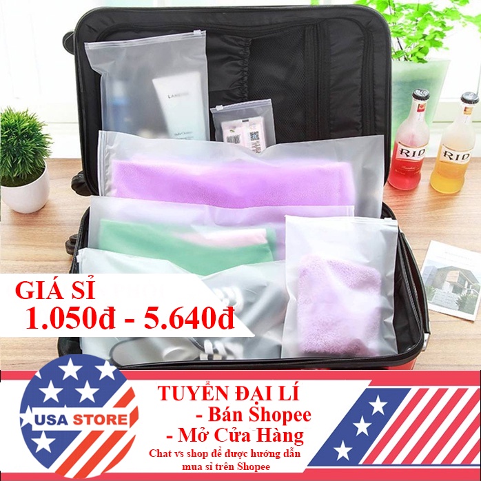 &lt;Tổng Kho&gt; Túi Khóa Zip Cao Cấp Cho Shop Quần Áo - Zipper Lụa Mờ Trắng Có Khóa Kéo - Đựng Đồ Ướt Du Lịch Chống Bụi, Nước
