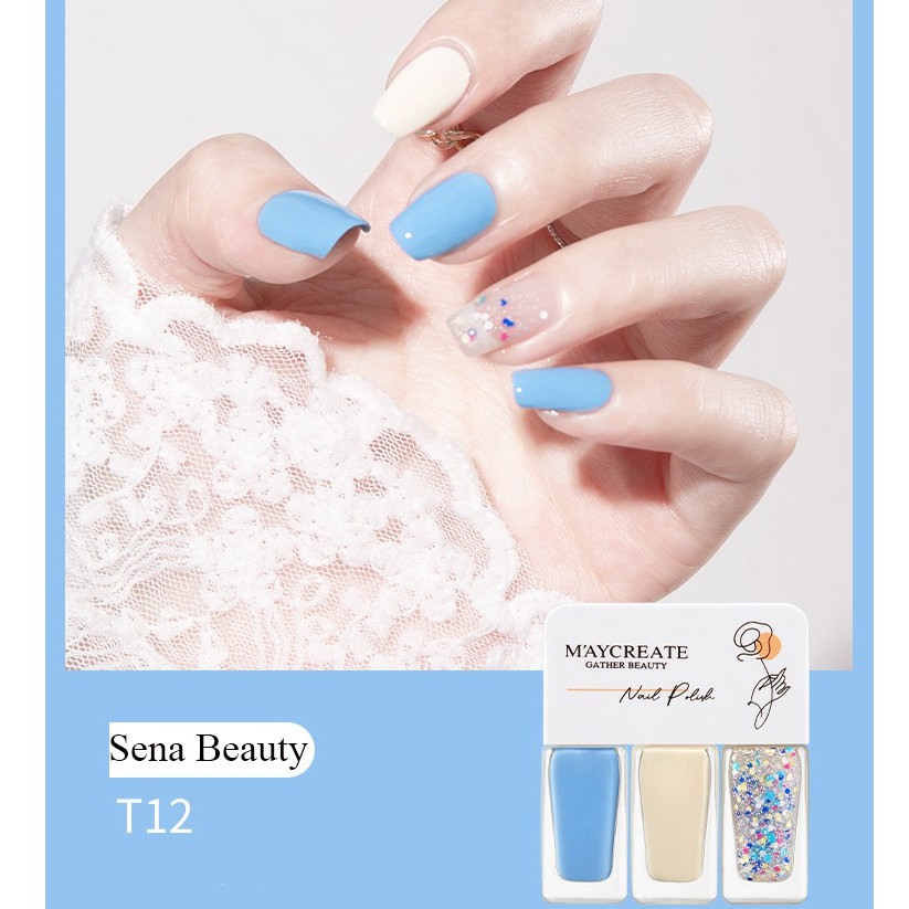 Set 3 chai sơn móng tay Maycreate Nail Polish 4g*3 Senabeauty