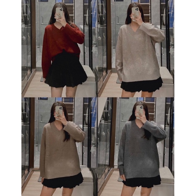 Áo len trơn cổ V dáng rộng chất đẹp ulzzang hàn quốc - Mono Boutique | BigBuy360 - bigbuy360.vn