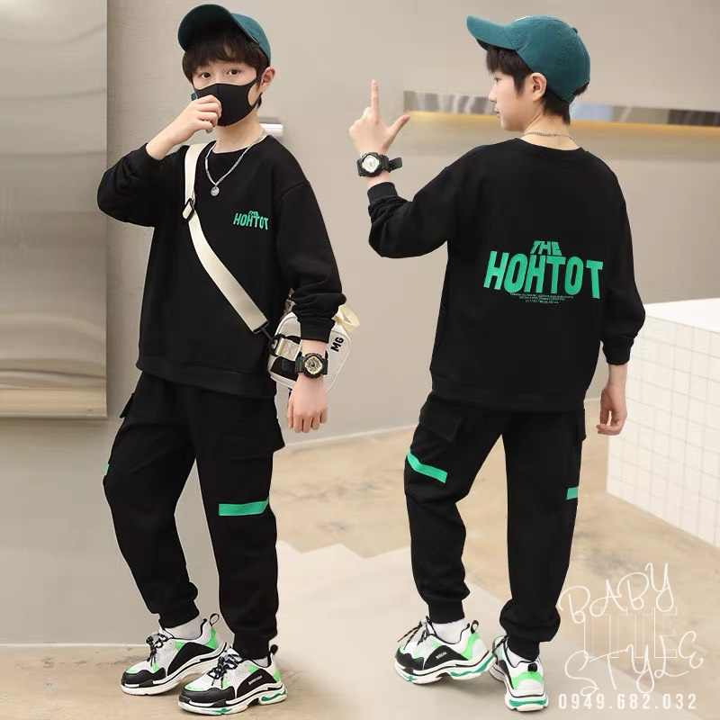 Bộ quần áo thu đông bé trai “HOH“ 14-45kg, đồ dài tay ấm áp cho bé trai 4-14 tuổi. Vải da cá dày đẹp. Hàng may kỹ. B41