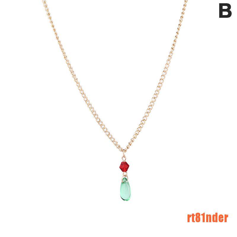 Bộ Vòng cổ + Bông Tai Hình Giọt Nước Họa Tiết Hoạt Hình Màu Xanh