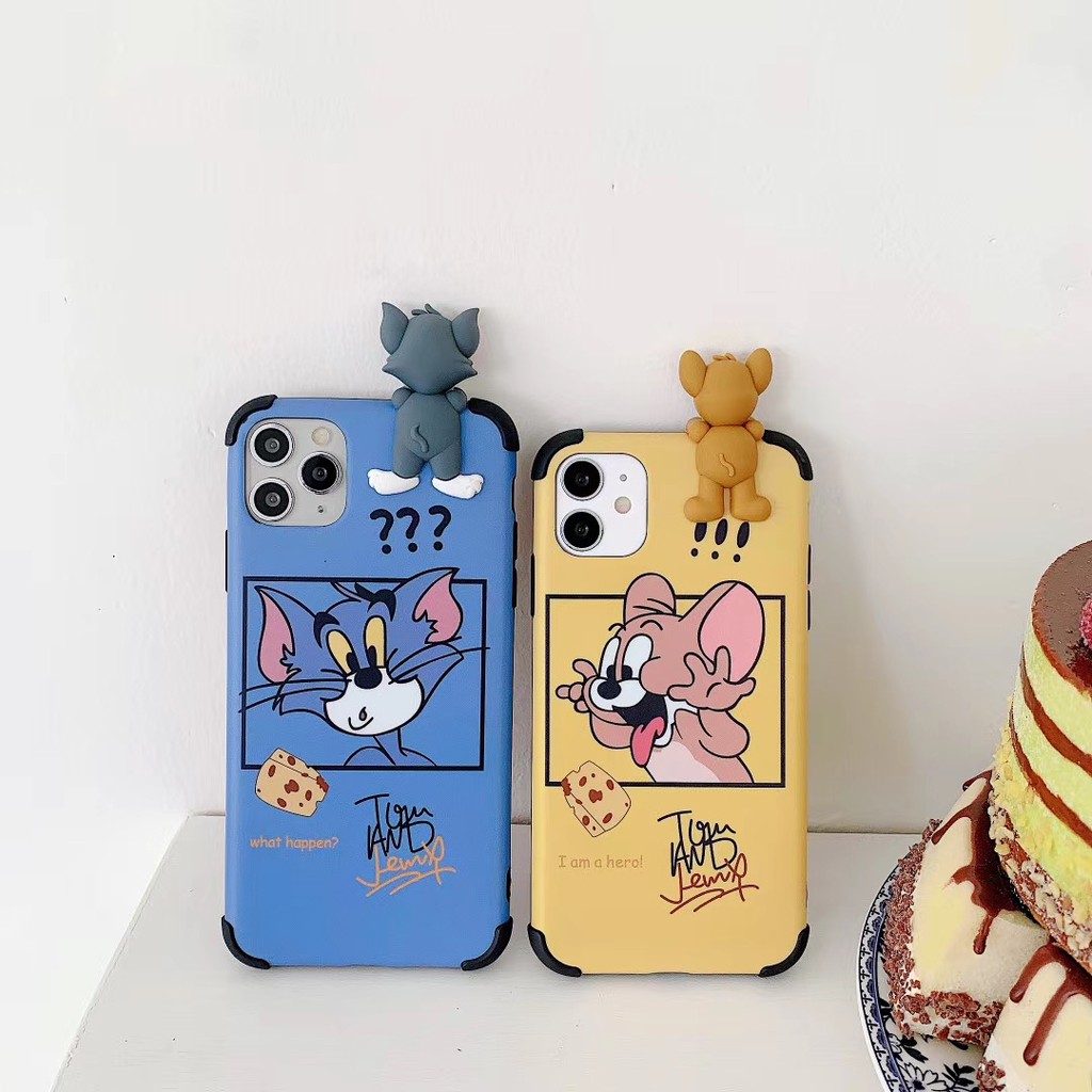 Cute cat and happy mouse 3D relief Case iPhone 6 6s 7 8 plus X XS XR XSmax 11 Pro Promax Soft Phone Case COD | BigBuy360 - bigbuy360.vn