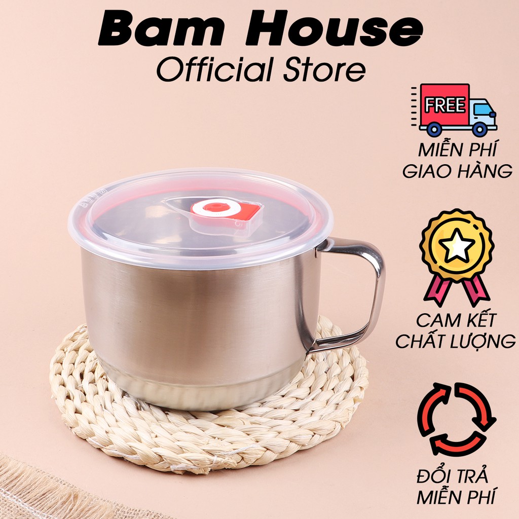 Ly mì dạng tô inox có nắp đậy BamHouse cao cấp siêu bền LDT01 – Gia dụng bếp