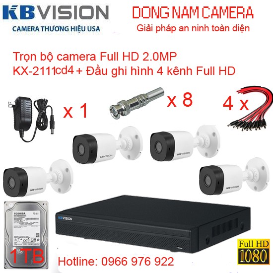 Trọn bộ camera KBVISION Full HD 2.0Mp