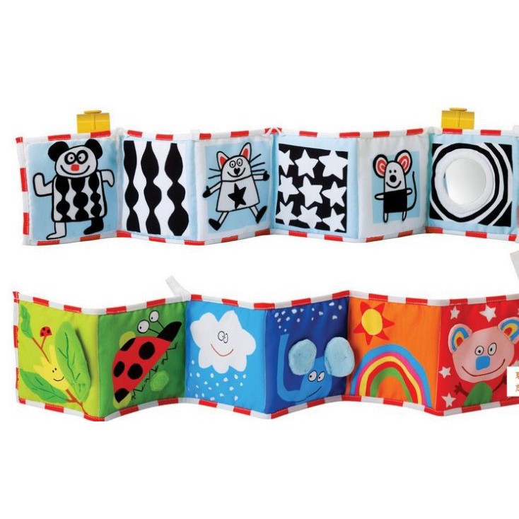 Sách vải sơ sinh quây cũi 2 mặt kích thích phát triển thị giác, xúc giác cho bé từ 0m+
