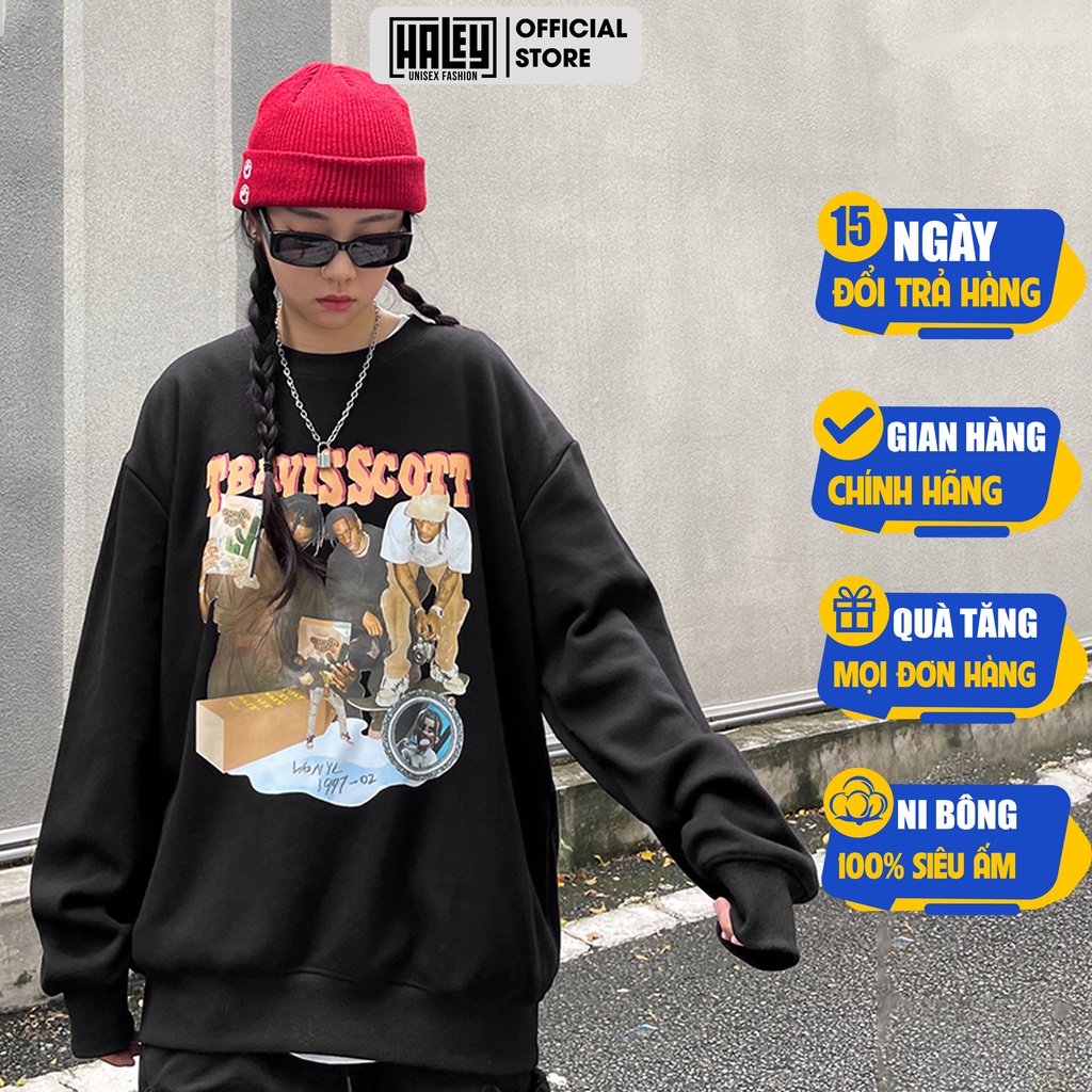 Áo Sweater Nam Nữ unisex HALEY phong cách Hàn Quốc cá tính, Chất nỉ bông đẹp mã HD361