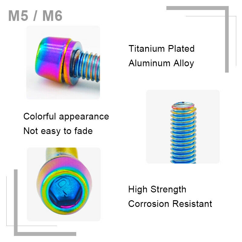 Ốc vít M6/M5 bằng thép titan mạ titan cho xe đạp MTB