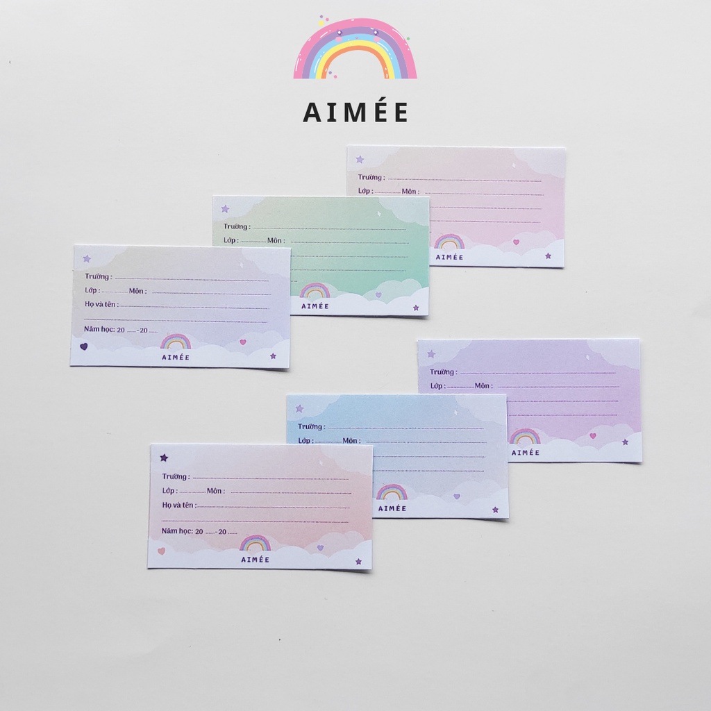 Set 12 Nhãn Vở Màu Pastel Xinh Xắn Aimée