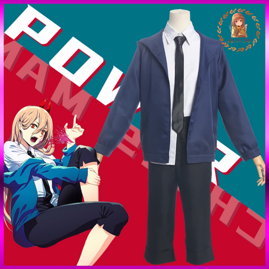 [Hàng order] set trang phục đồ cosplay Power Chainsaw Man áo khoác xanh dương