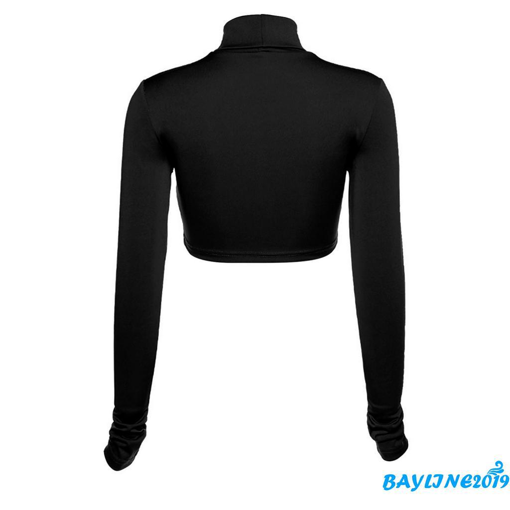 Áo croptop tay dài màu trơn thời trang trẻ trung năng động cho nữ