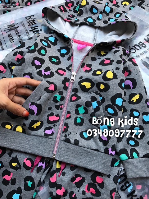 Bộ Nỉ Hoodie Bé Gái Màu Đốm LN Girls