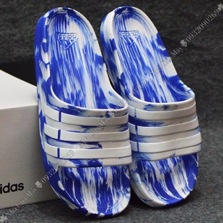 [☘ADIDAS®☘]-DÉP ĐÚC DURAMO CAMO SLIDES- Xanh dương loang S/Trắng