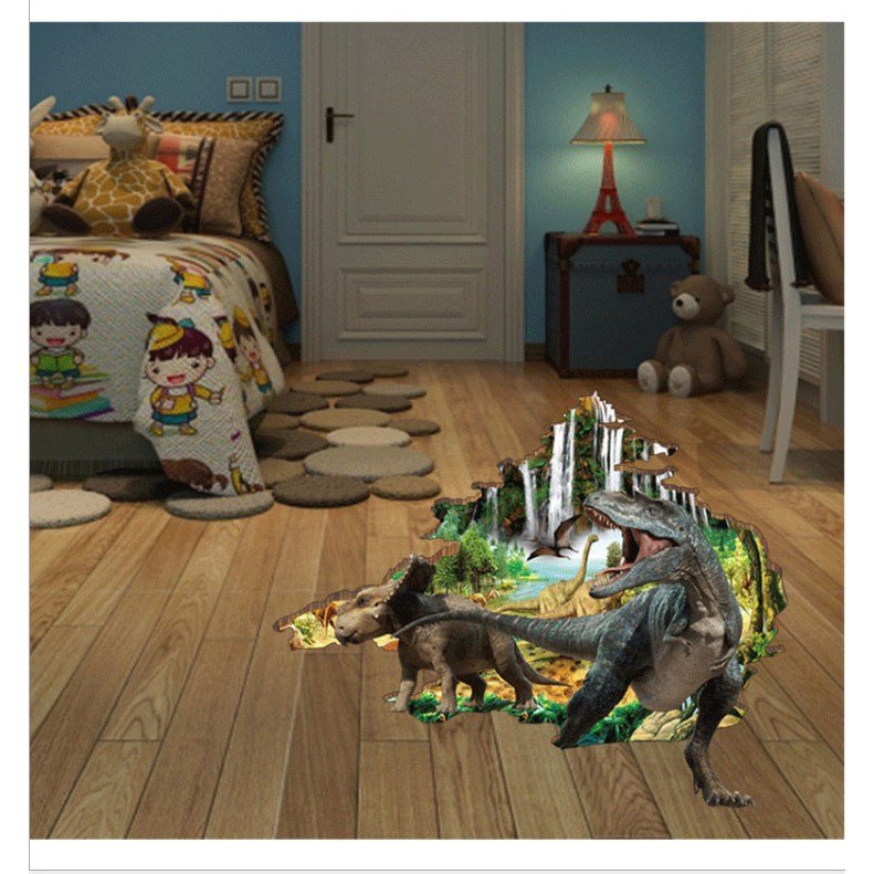 Decal dán tường trang trí - VẾT NỨT KHỦNG LONG XANH