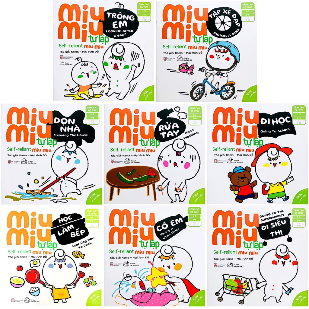 Sách Muki - Ehon Kĩ Năng Sống - Miu Miu Tự Lập - Phần 2 - Song ngữ Việt - Anh (Dành cho bé từ 1-6 tuổi)
