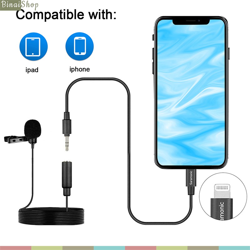 Saramonic Lavmicro U1A - Micro Cài Áo Giắc Lightning Cho IPhone, IPad, Chuẩn MFi, Tiếng Trong Và Rõ