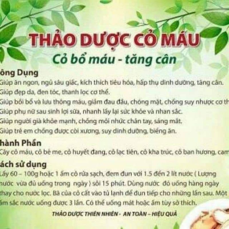 Cỏ máu tăng cân bổ máu mát gan gói 1kg