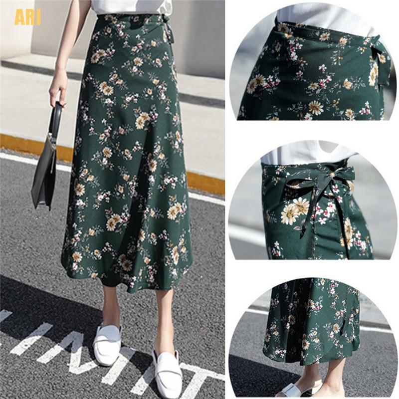 Chân Váy Chiffon Dài Lưng Cao In Họa Tiết Hoa Phong Cách Boho Thời Trang Mùa Hè Dành Cho Nữ