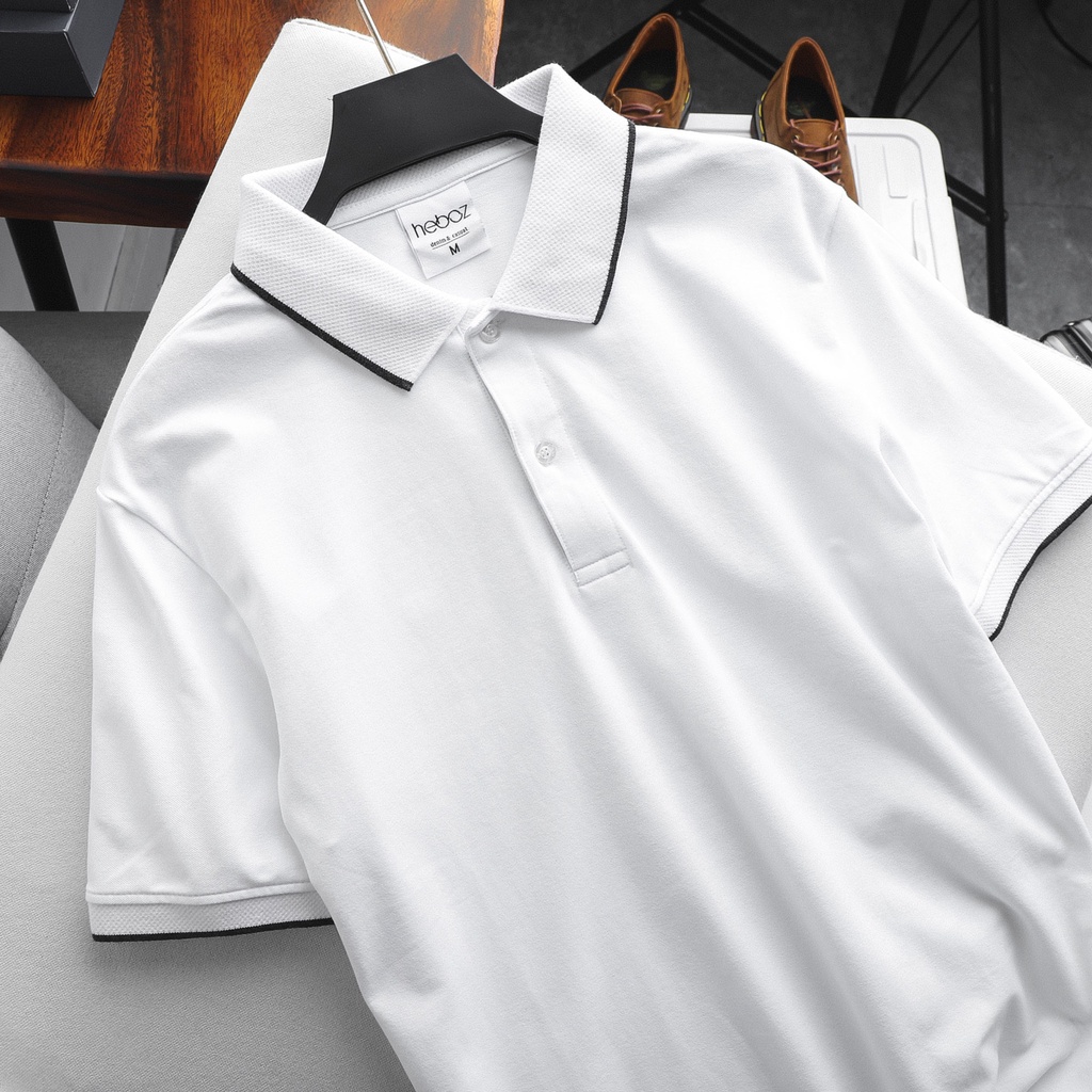 Áo thun nam có cổ - polo HEBOZ viền nút vải cotton cao cấp co dãn thoáng mát form slimfit - 00000616