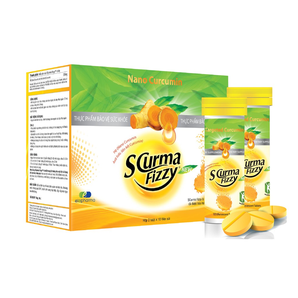 Viên sủi Scurma Fizzy từ Nano Curcumin - Giảm viêm loét dạ dày