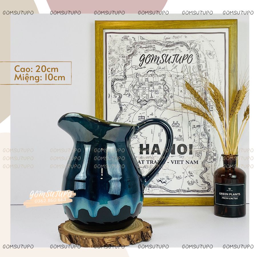 Bình Hoa Gốm Hỏa Biến Đá size Nhỡ - Lọ Hoa Để Bàn Decor Trang Trí - gomsutupo Bát Tràng