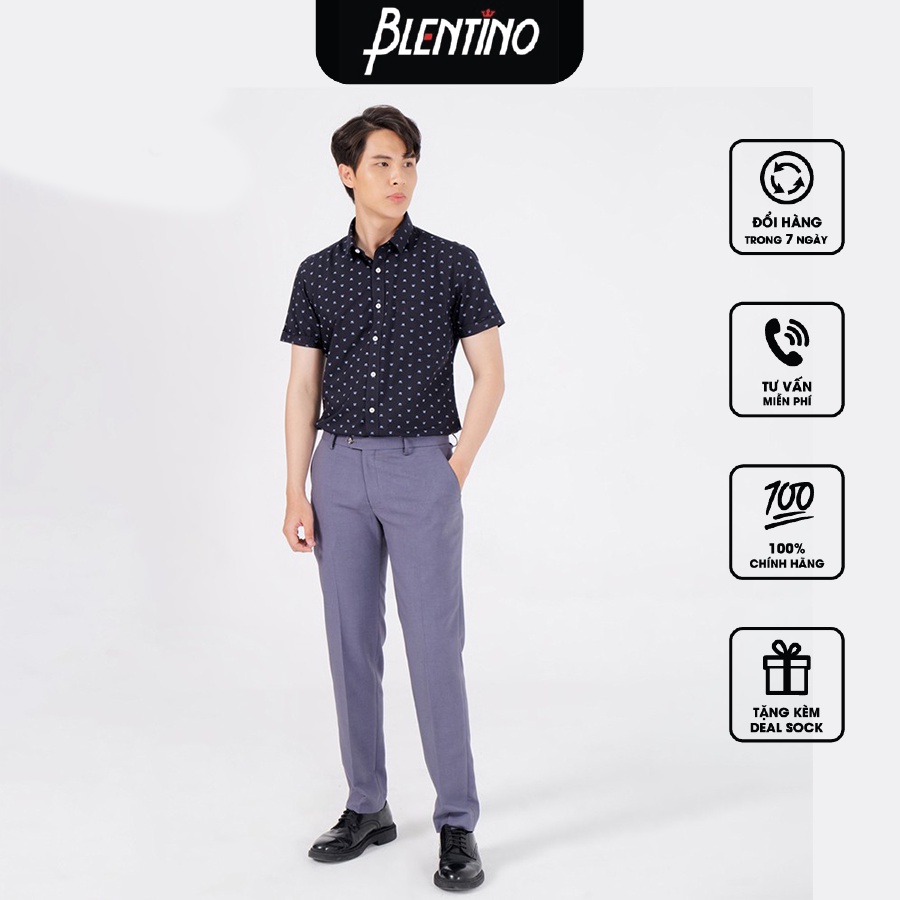 Áo Sơ Mi Nam Ngắn Tay Họa Tiết Chấm Bi đen BSI04