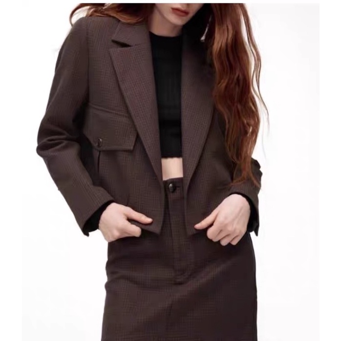 BỘ ÁO KHOÁC VÀ CHÁN VÁY MINI DA LỘN ZARA AUTHENTIC TUỒN STORE