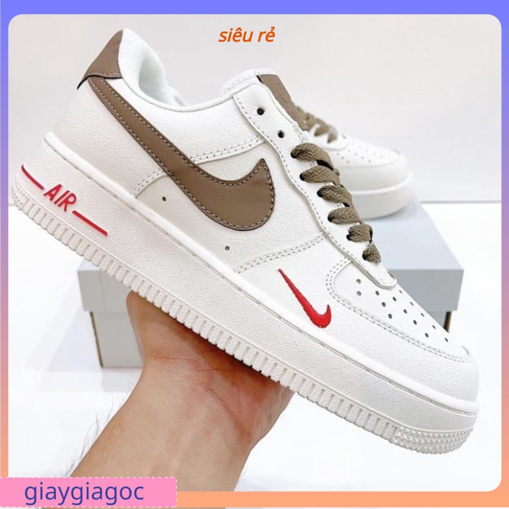 🌹giaygiagoc🌹 Giày Nike_AF1 Nam Nữ Nam Nữ, Giày Sneaker air force 1 Vệt Nâu premium white brown Thời đủ hộp Trang Cao Cấp