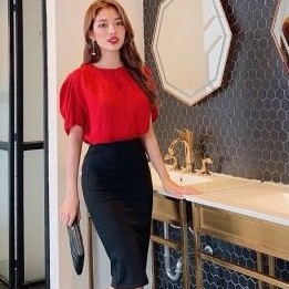 Áo xô gân cổ tròn công sở thanh lịch (có ảnh thật)