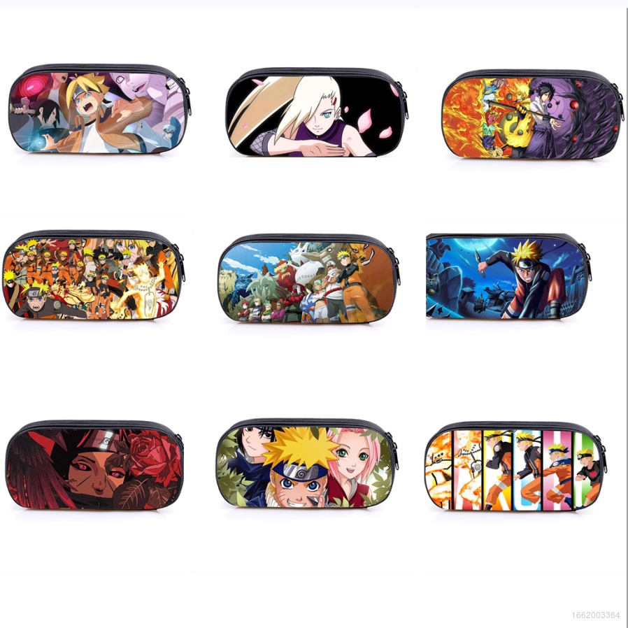Túi Đựng Bút Sức Chứa Lớn In Họa Tiết Hoạt Hình Naruto Haruno Sasuke Có Khóa Kéo Cho Học Sinh