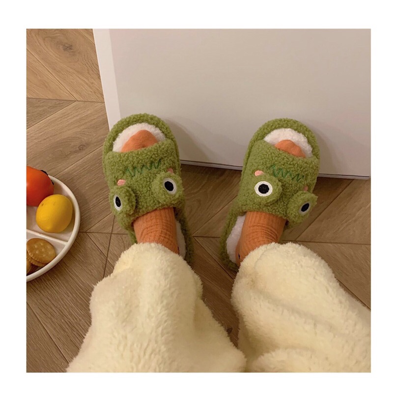 Dép bông hình thú hình con ếch đi trong nhà