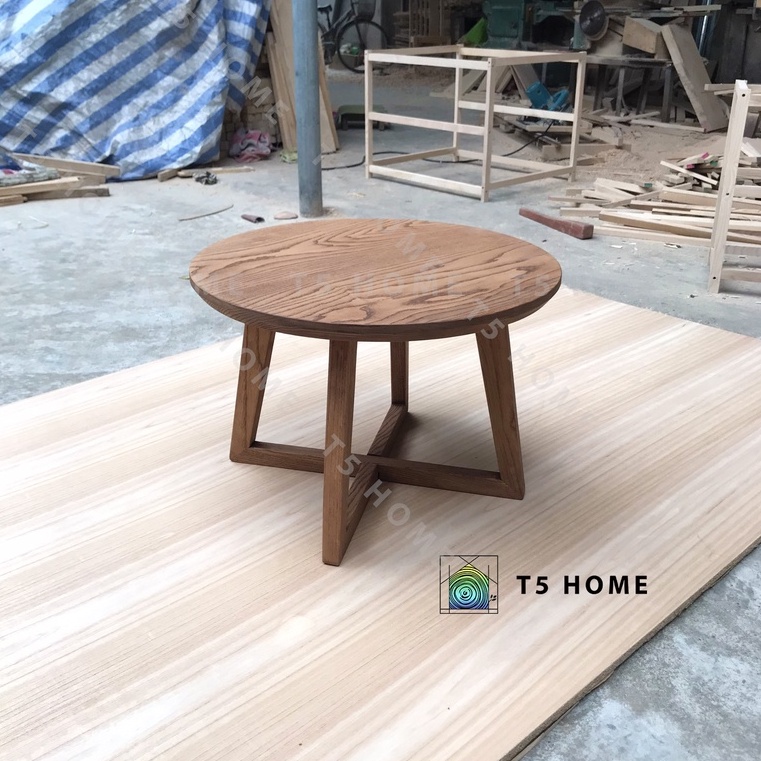 Bàn Trà SOFA Cao Cấp hiện đại Mặt Tròn gỗ Sồi loại có vân gỗ đẹp..