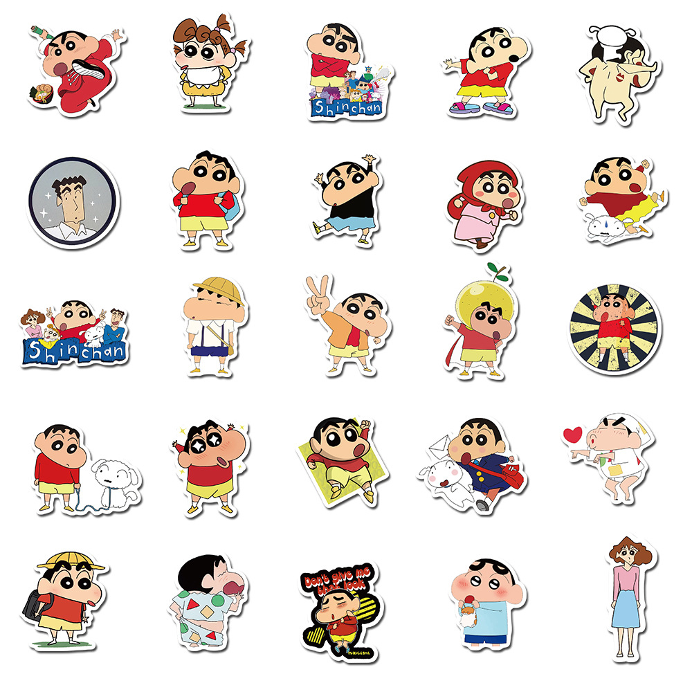 Stickers hoạt hình Shin Cậu bé bút chì dễ thương 50 miếng không thấm nước