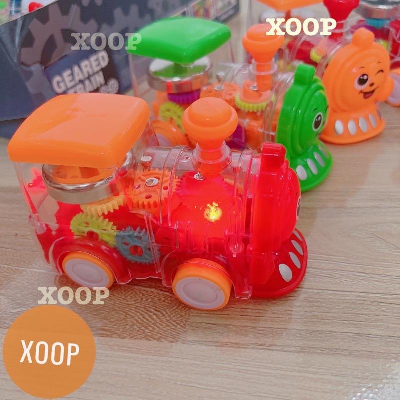 Đồ chơi ! Đầu tàu hoả trong suốt đà cót có đèn nhạc cho bé